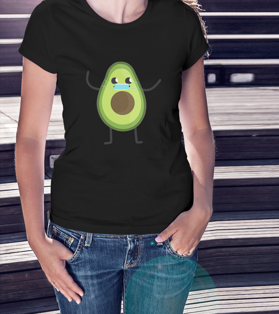 Avocado Wearing A Face Mask T-Shirt