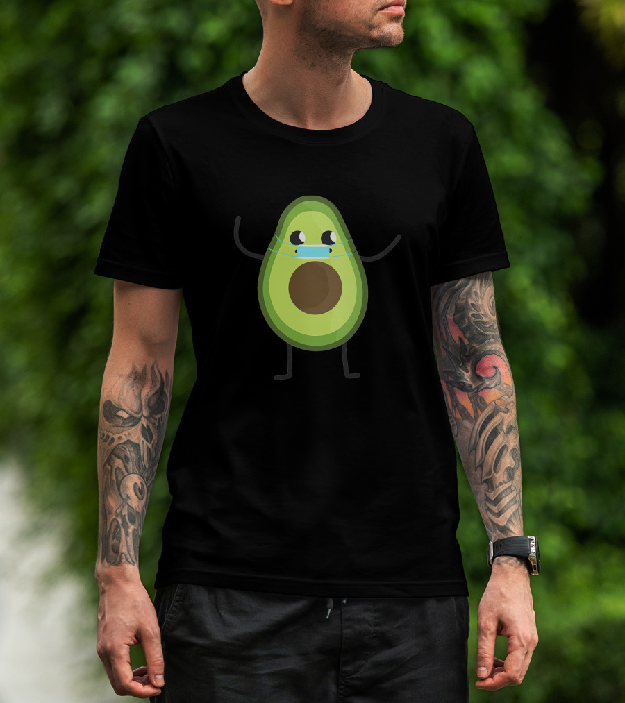 Avocado Wearing A Face Mask T-Shirt