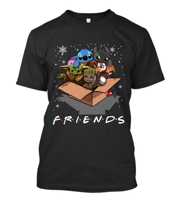 Friends Groot Yoda Stitch Baby Characters In Box T-Shirt