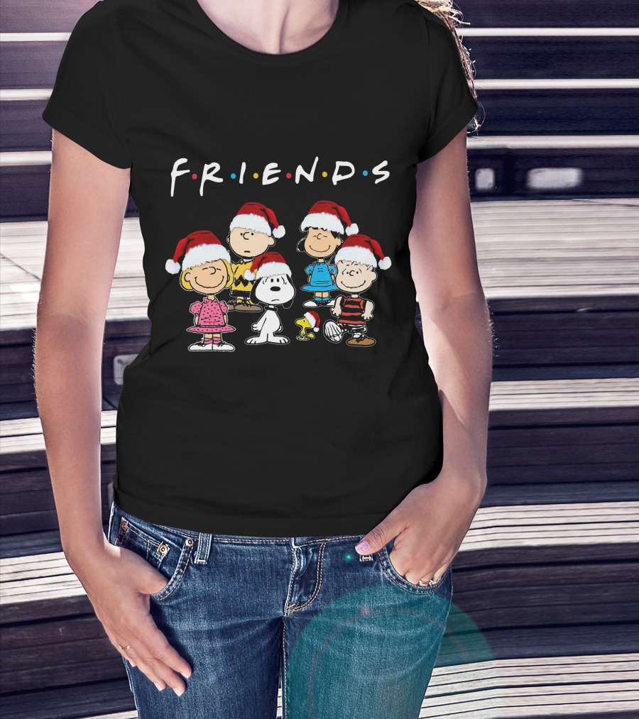 Snoopy Peanuts Friends Christmas Characters Santa Hats T-Shirt