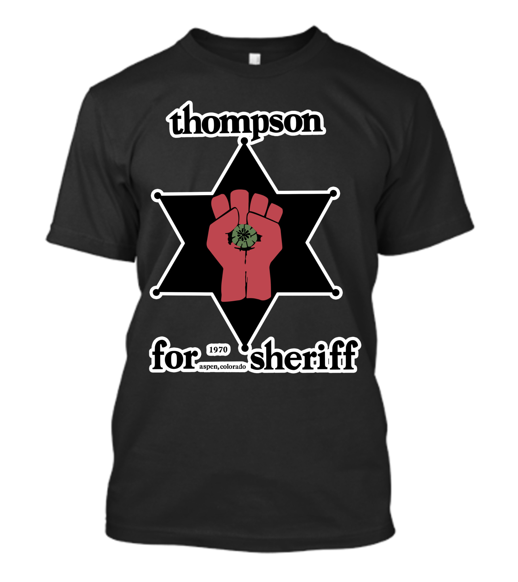 Thompson 1970 Aspen Colorado For Sheriff Retro Star T-Shirt