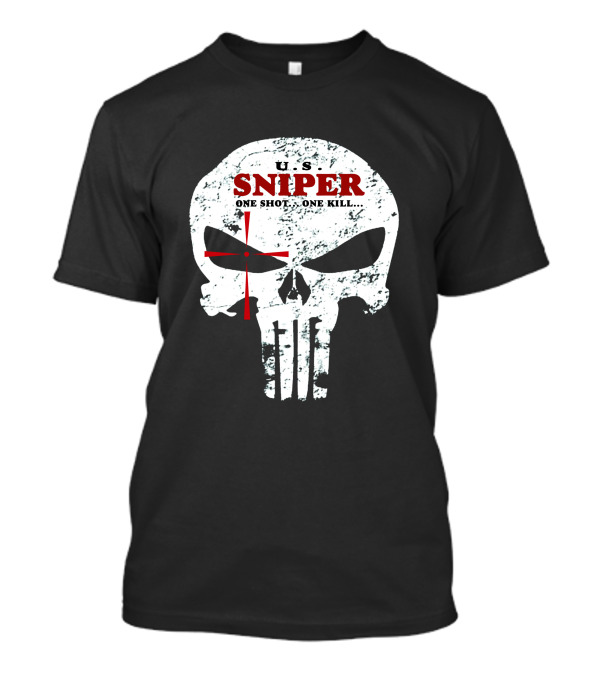 U.S. Sniper One Shot One Kill Skull T-Shirt