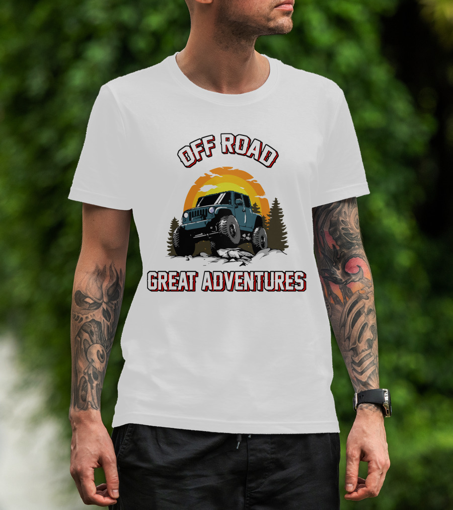 OFF ROAD GREAT ADVENTURES SUNSET JEEP ROCKS FOREST T-Shirt