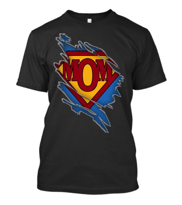 Super Mom Emblem With Superhero Style Crest T-Shirt