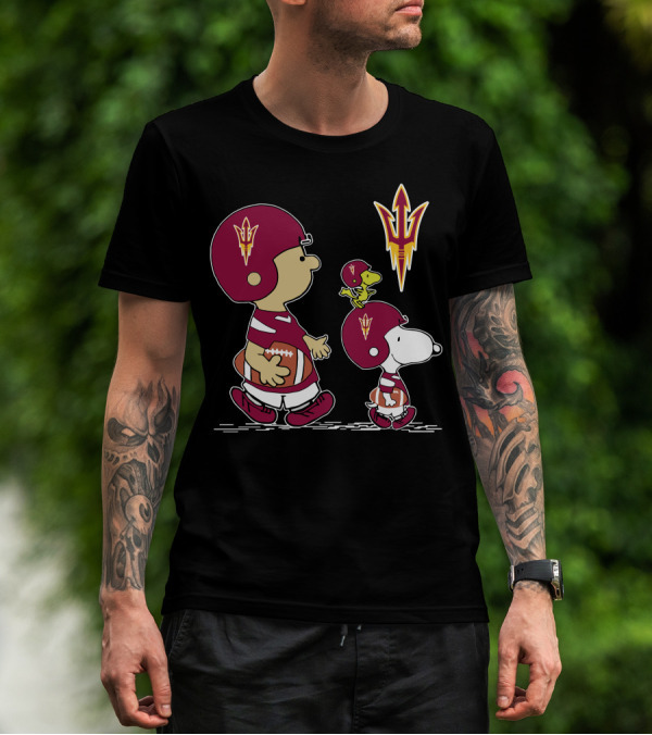 ARIZONA STATE SUN DEVILS PEANUTS FOOTBALL TEAM SPIRIT T-Shirt