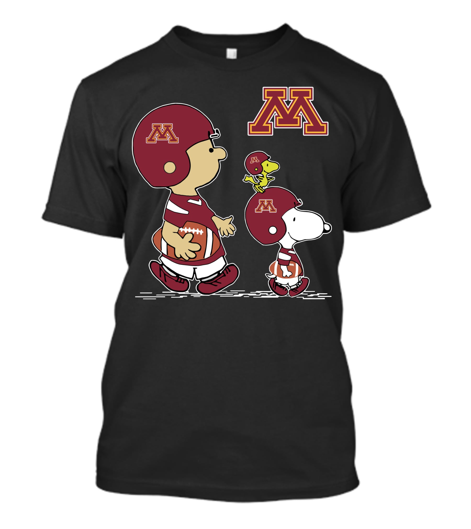 Minnesota Golden Gophers Charlie Brown Snoopy Football Player Helmets T-Shirt