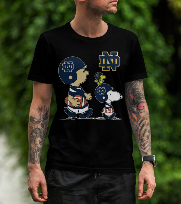 Notre Dame Fighting Irish Peanuts Characters Football Helmets ND T-Shirt