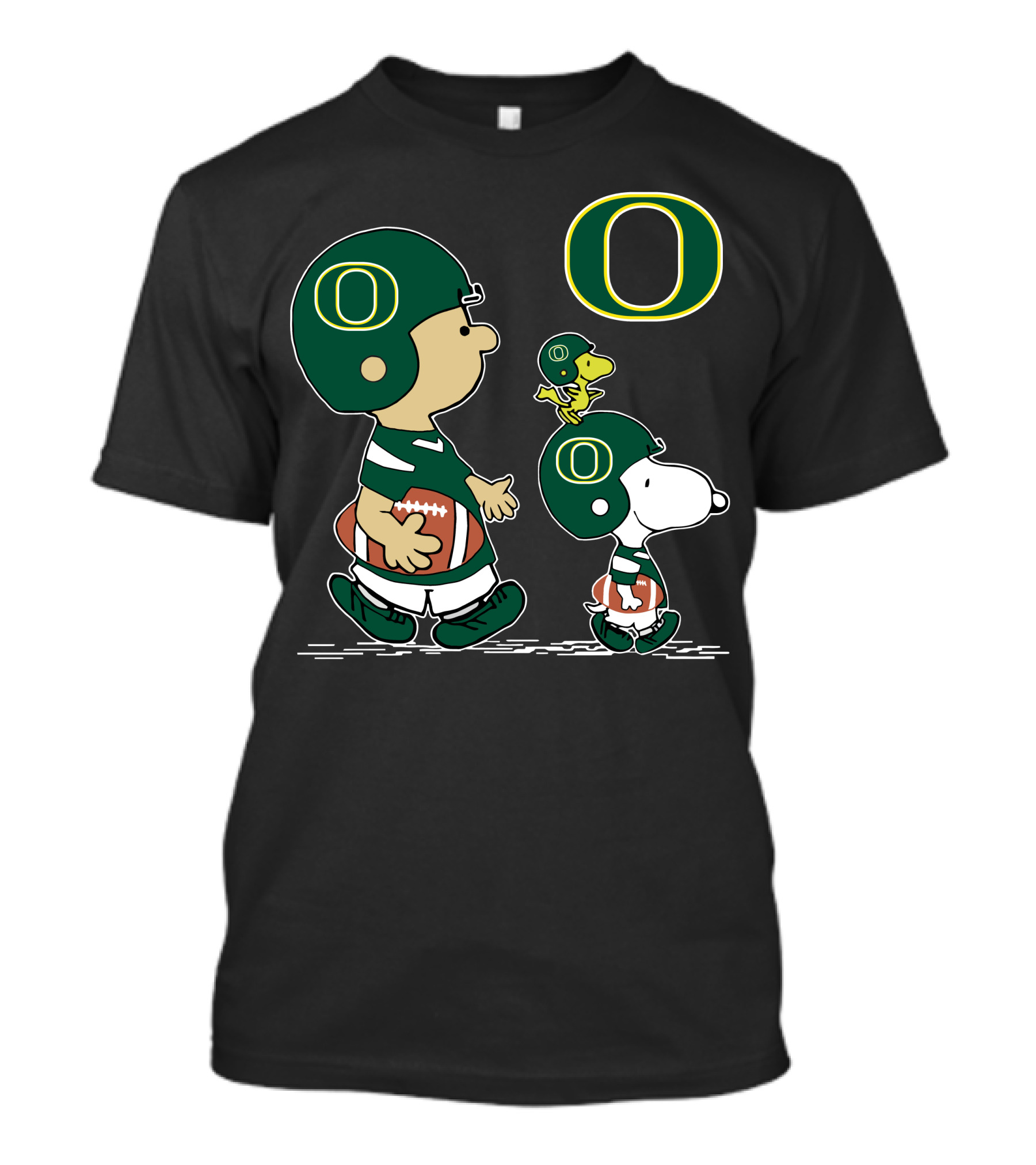 Oregon Ducks Peanuts Characters Football With Big O T-Shirt