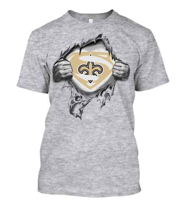 New Orleans Saints Superman Logo Shield Tearing T-Shirt