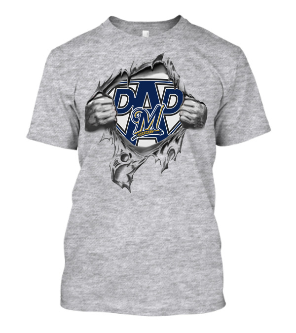 Milwaukee Brewers Dad Super Hero Tear T-Shirt