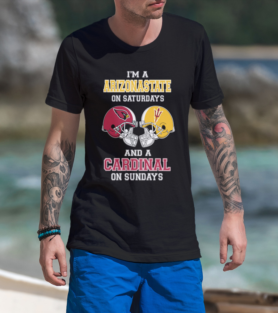 I'm A Arizona State On Saturdays And A Cardinal On Sundays Football Helmets T-Shirt