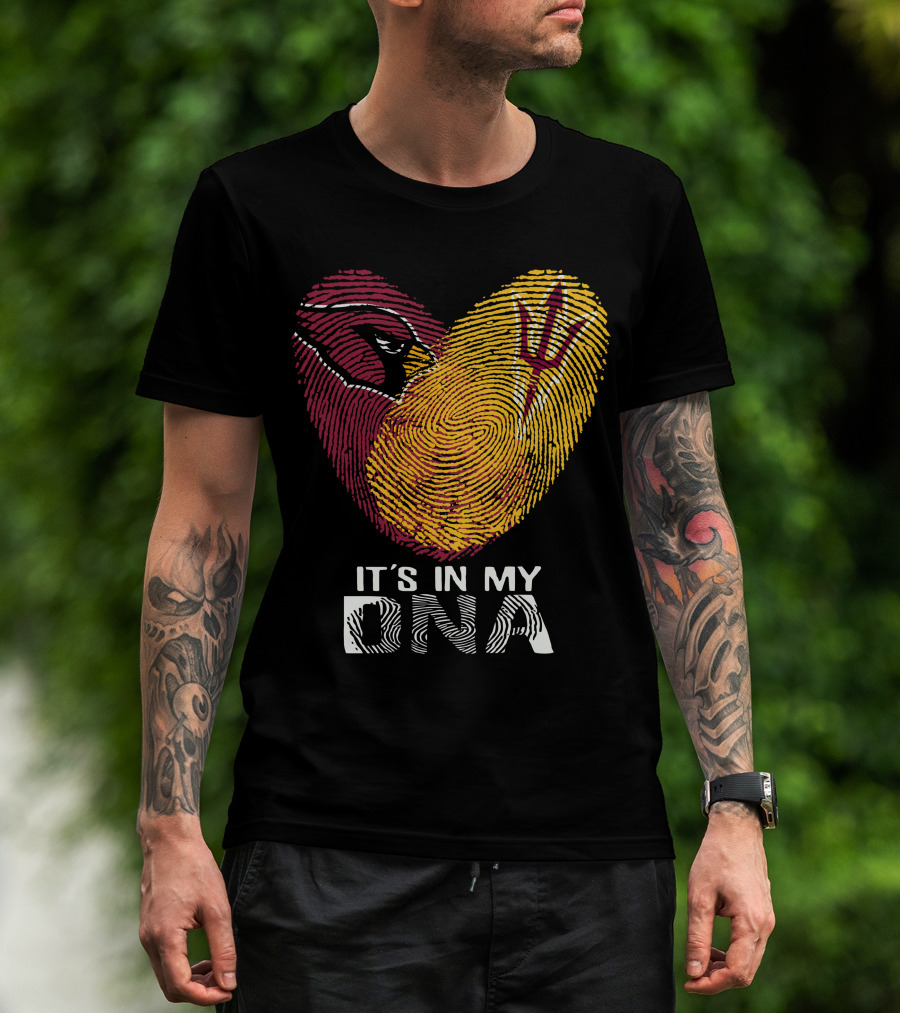 Arizona Cardinals Arizona State It's In My Dna Fingerprint Heart T-Shirt