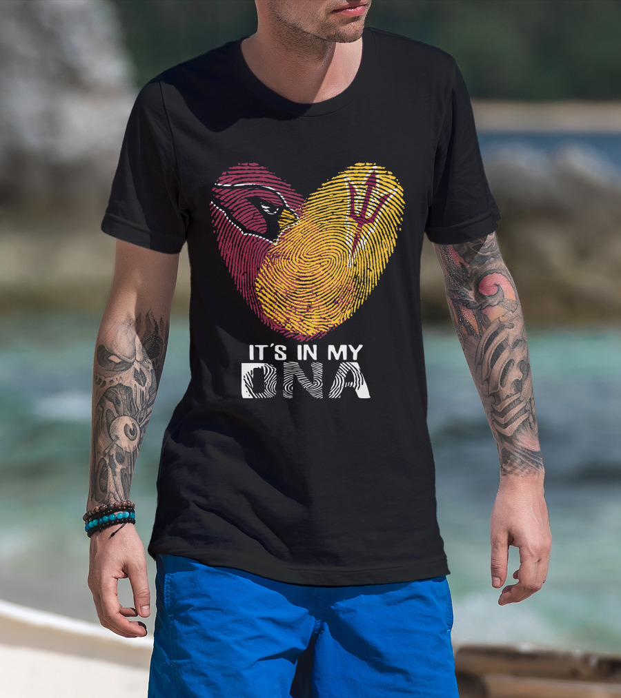 Arizona Cardinals Arizona State It's In My Dna Fingerprint Heart T-Shirt