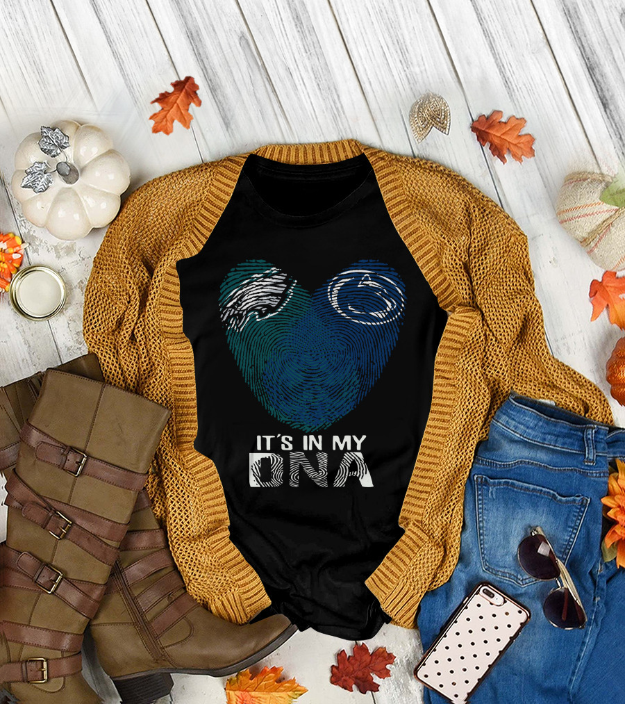 Philadelphia Eagles Penn State Fingerprint Heart It's In My DNA T-Shirt