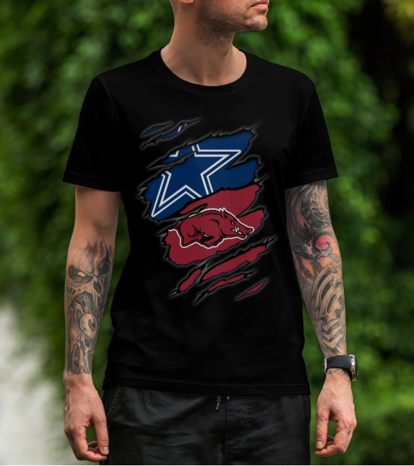 Dallas Cowboys And Arkansas Razorbacks Tear T-Shirt