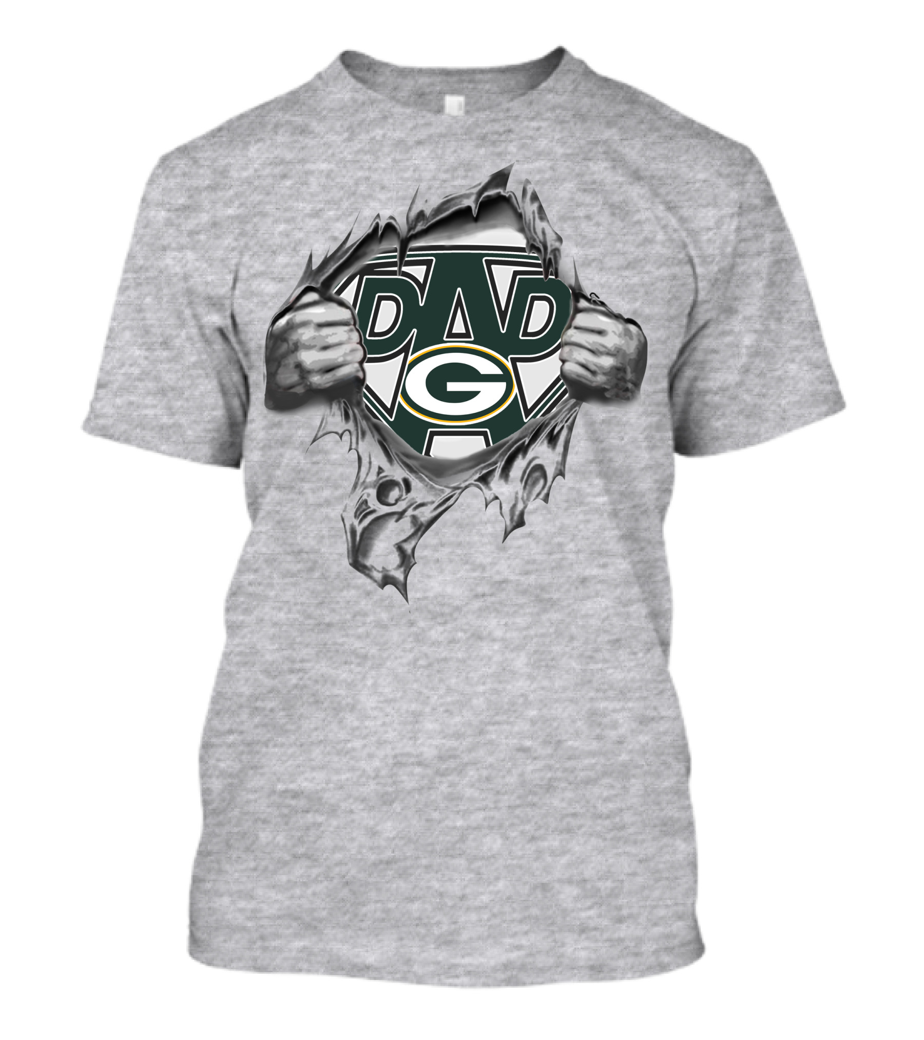 Super Dad Peeling Green Bay Packers G Logo With Hands T-Shirt