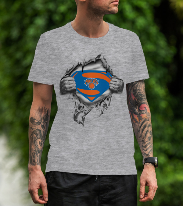 Knicks Superman Logo Superman Shield Basketball T-Shirt