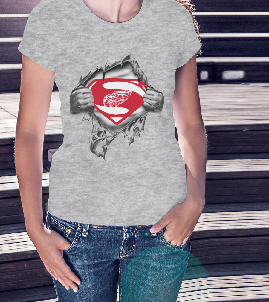 Detroit Red Wings Superman Logo Burst T-Shirt
