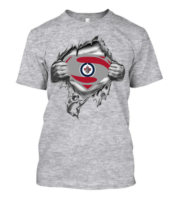 Winnipeg Jets Superman Logo Burst Canadiens Hockey Superhero T-Shirt