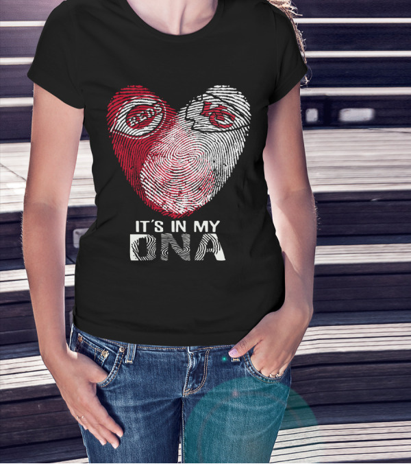 Cincinnati Reds Chiefs It's In My DNA Fingerprint Heart T-Shirt