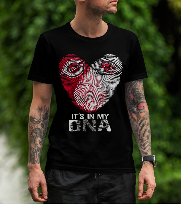 Cincinnati Reds Chiefs It's In My DNA Fingerprint Heart T-Shirt