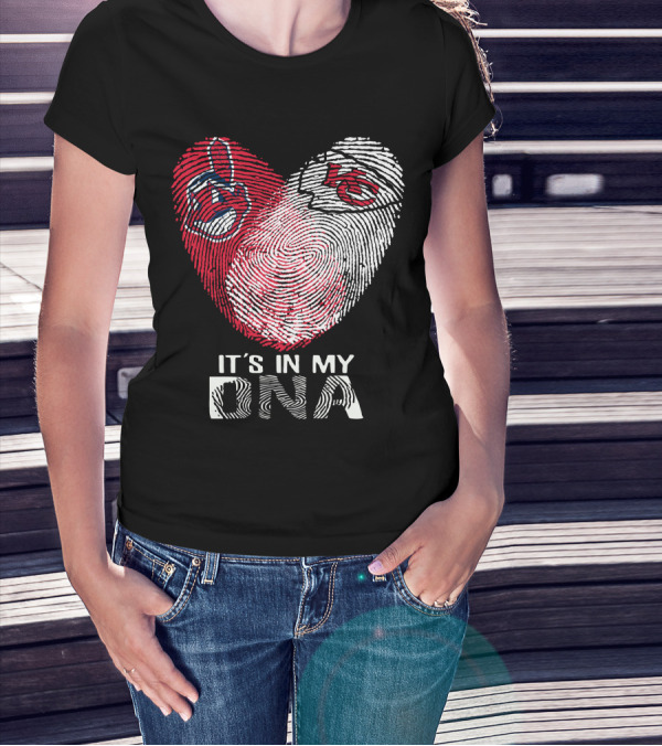 It's In My DNA Cleveland Indians Chiefs Fingerprint Heart T-Shirt