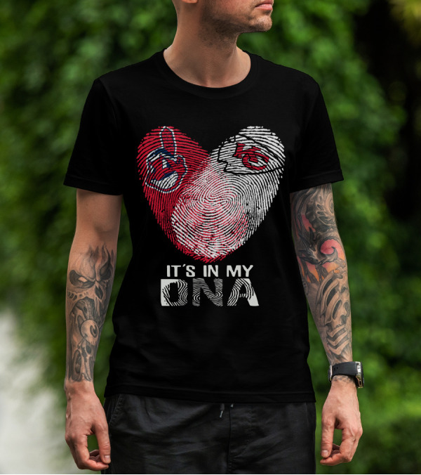 It's In My DNA Cleveland Indians Chiefs Fingerprint Heart T-Shirt