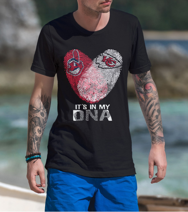 It's In My DNA Cleveland Indians Chiefs Fingerprint Heart T-Shirt
