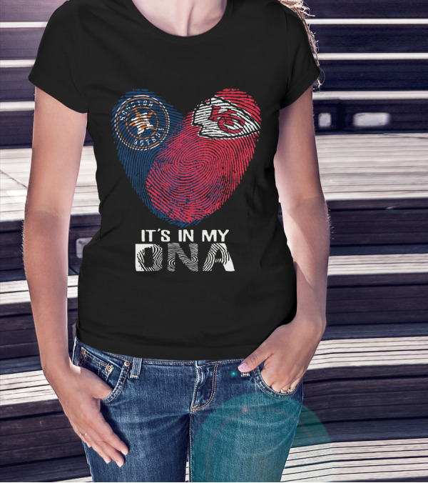 Houston Astros Chiefs It's In My DNA Fingerprint Heart T-Shirt