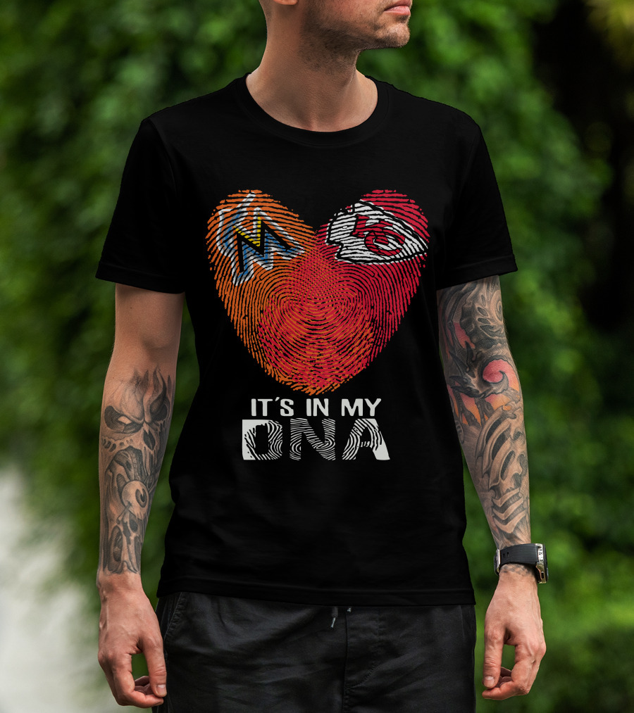 Miami Marlins Kansas City Chiefs It's In My DNA T-Shirt