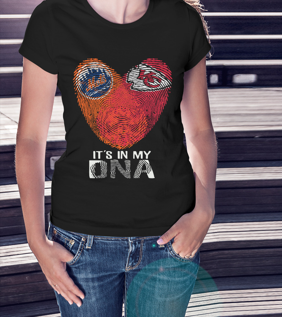 It's In My DNA New York Mets Chiefs Fingerprint Heart T-Shirt
