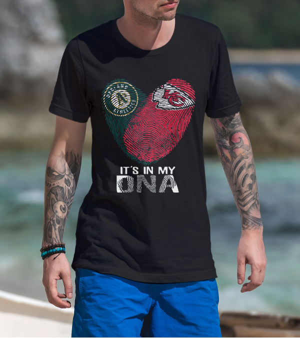 Oakland Athletics Kansas City Chiefs It's In My DNA Fingerprint T-Shirt