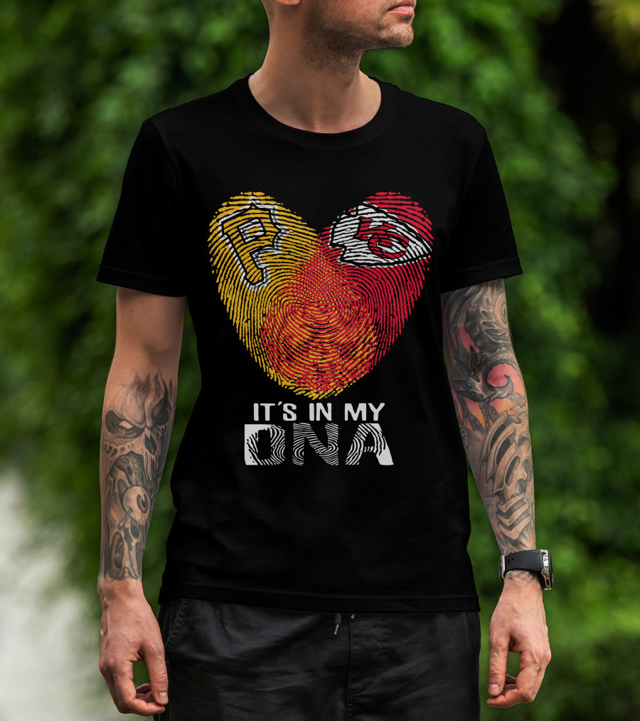 Pittsburgh Pirates Kc Chiefs It's In My Dna Fingerprint Heart T-Shirt