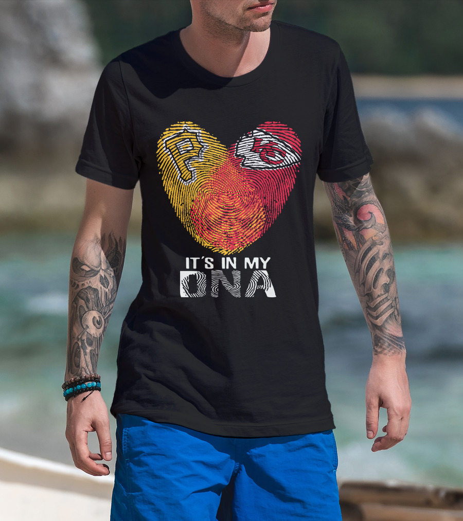 Pittsburgh Pirates Kc Chiefs It's In My Dna Fingerprint Heart T-Shirt