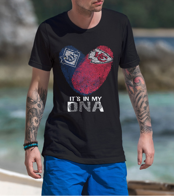 Tampa Bay Rays Chiefs Fingerprint Heart It's In My DNA T-Shirt