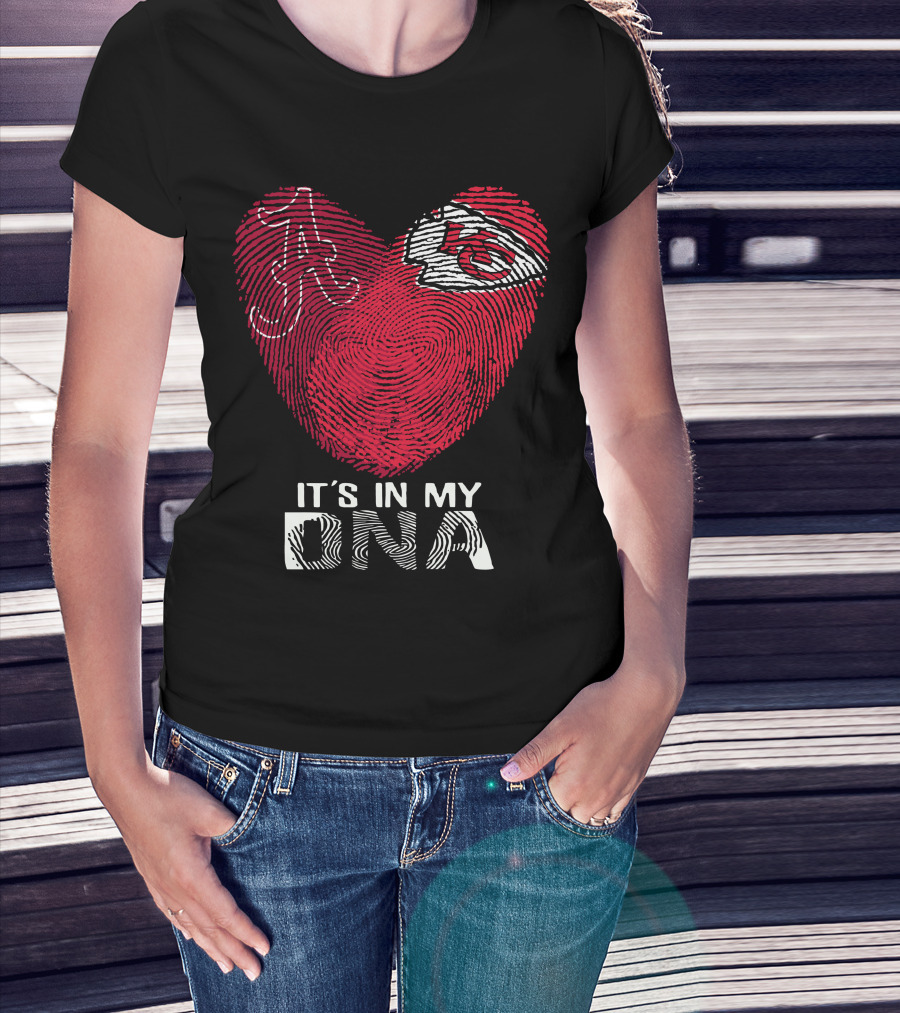 Alabama And Chiefs Heart Fingerprint It's In My Dna T-Shirt