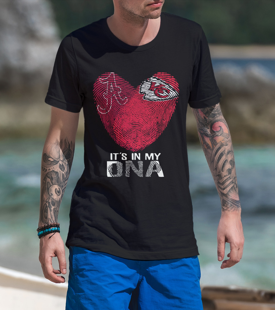 Alabama And Chiefs Heart Fingerprint It's In My Dna T-Shirt