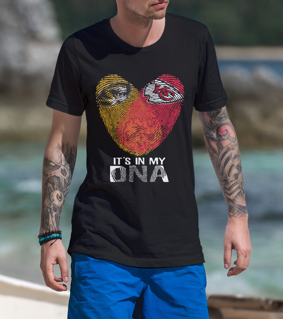 It's In My Dna Missouri Tigers Chiefs Fingerprint Heart T-Shirt