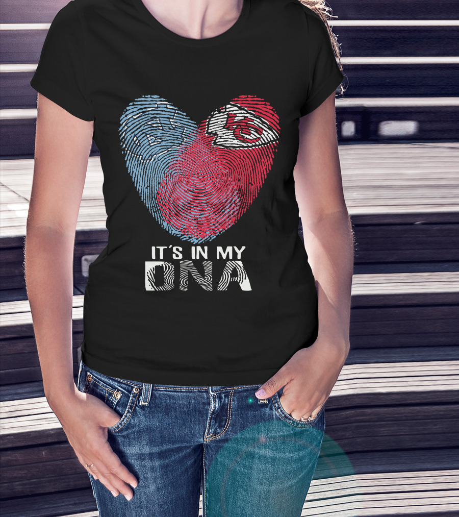 North Carolina Tar Heels Kansas City Chiefs It's In My Dna Fingerprint Heart T-Shirt