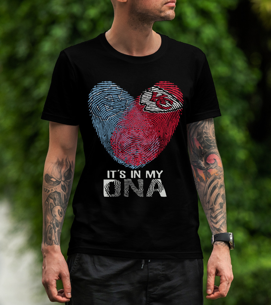 North Carolina Tar Heels Kansas City Chiefs It's In My Dna Fingerprint Heart T-Shirt