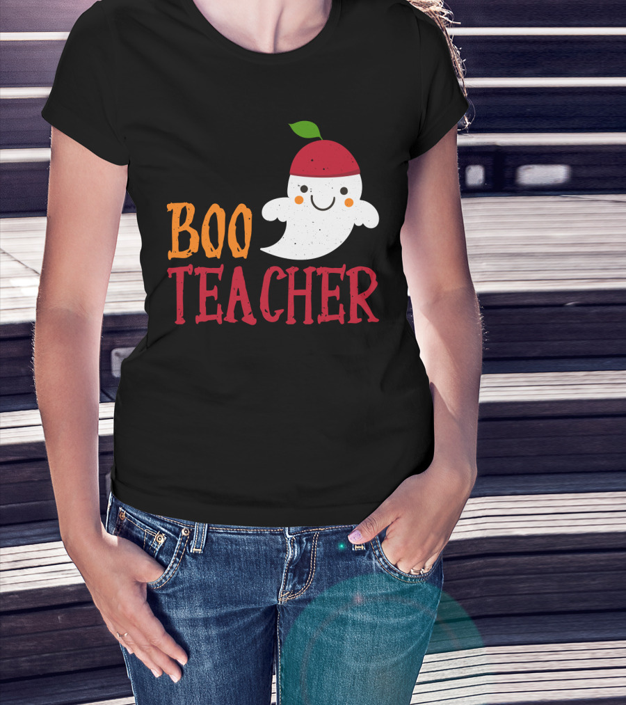 Boo Teacher Ghost Pirate Themed Funny Halloween Costume Teacher T-Shirt