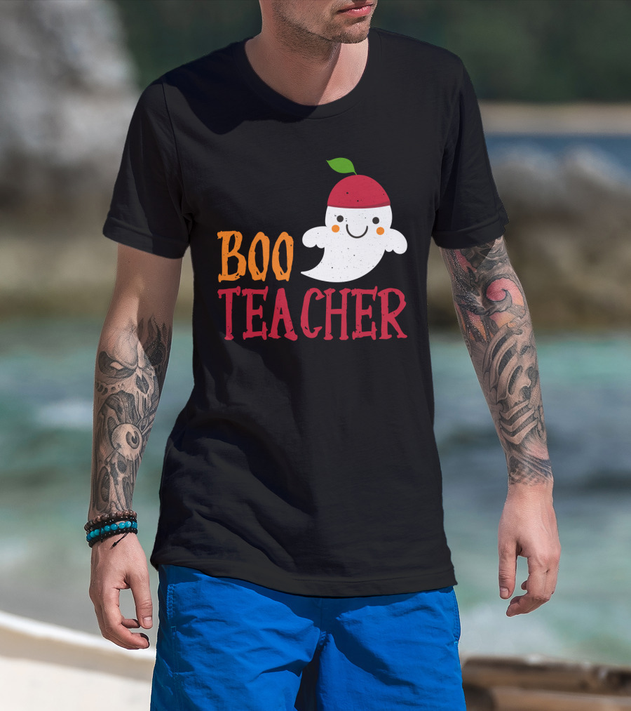 Boo Teacher Ghost Pirate Themed Funny Halloween Costume Teacher T-Shirt