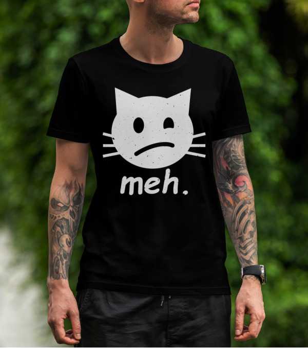Meh Cat Face Halloween Humor T-Shirt