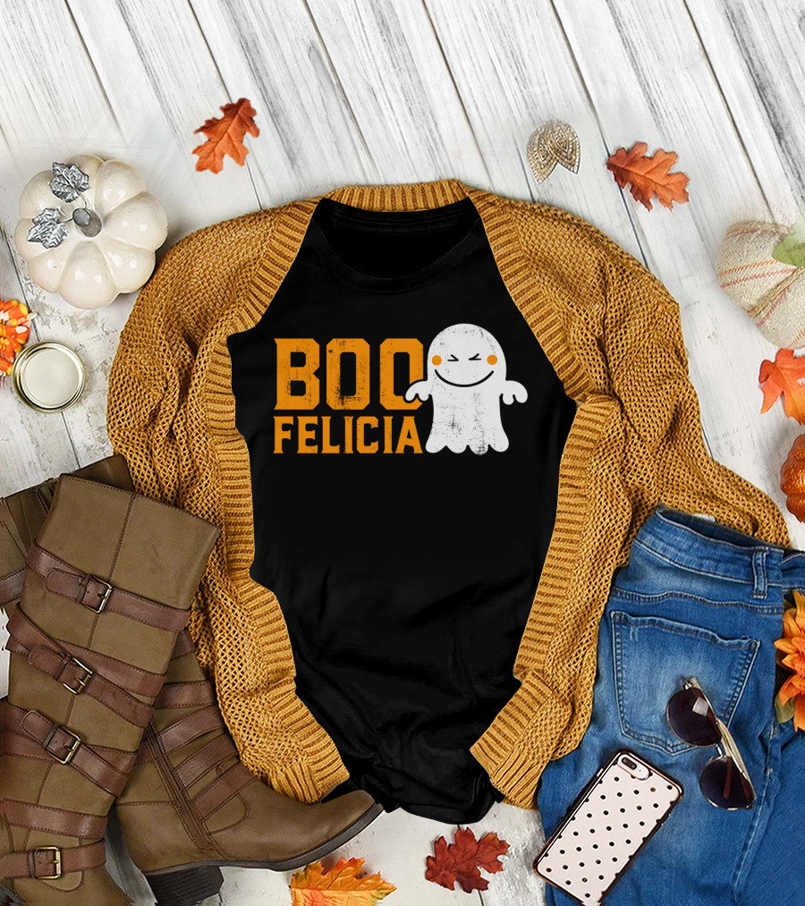 Boo Felicia Ghost with Orange Text T-Shirt