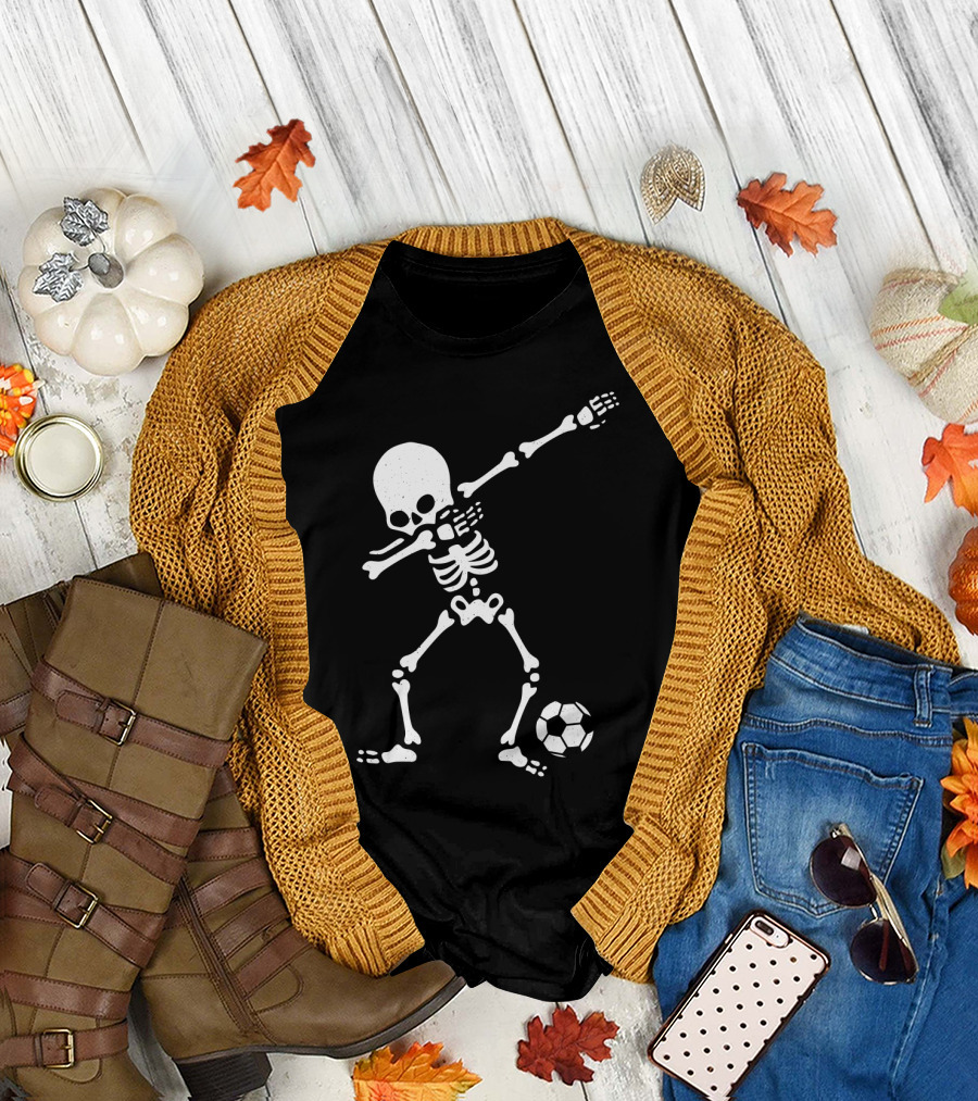Skeleton Dabbing with Soccer Ball Pose T-Shirt
