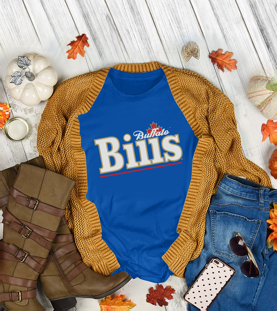 Buffalo Bills Logo with Red Maple Leaf T-Shirt