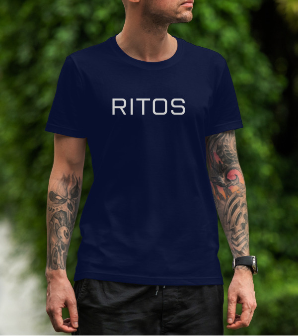 Star Trek Lower Decks Ritos Mike McMahan White Font Navy Background T-Shirt