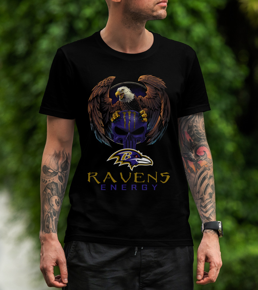 Ravens Energy Baltimore Ravens Monster Skull Eagle T-Shirt