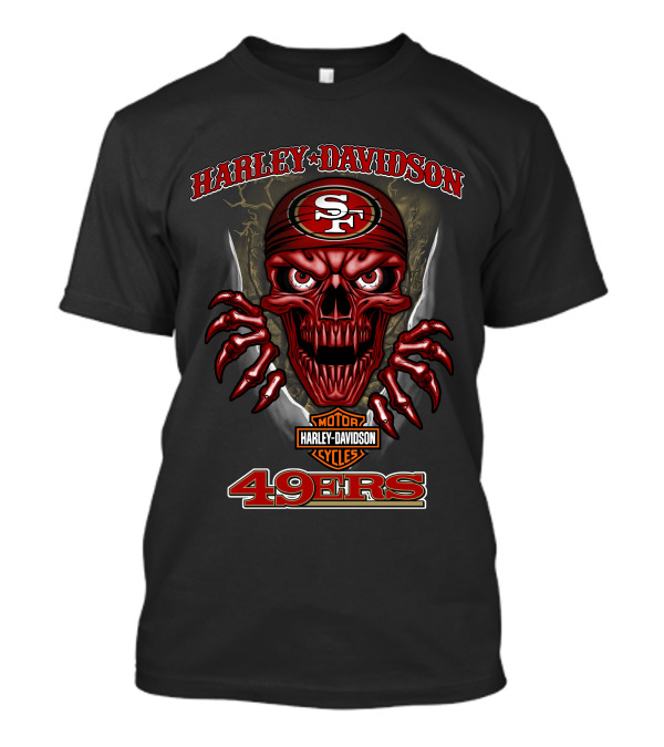 Harley Davidson Motor Cycles Sf 49ers Skull T-Shirt
