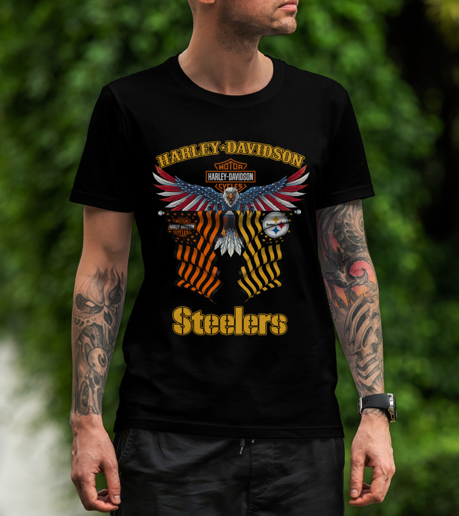 Harley Davidson Steelers Moto Eagle T-Shirt
